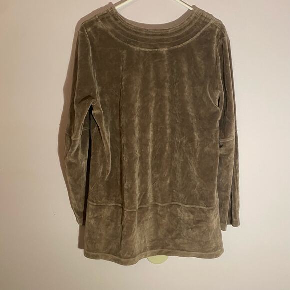 Soft Surroundings Brown V-Neck Velour Cozy Long Sleeve Sweater Women size Medium - Picture 3 of 9